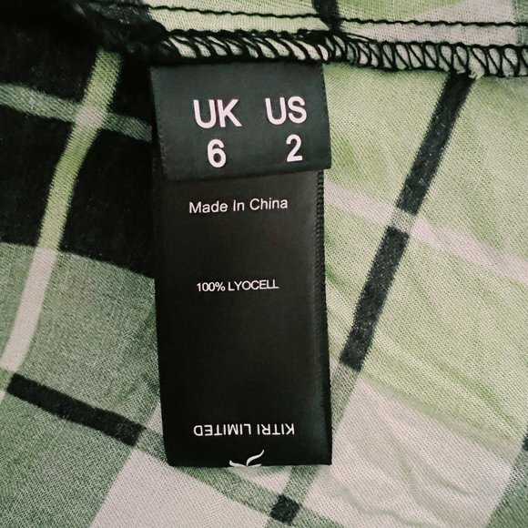 KITRI Elsa Frill Neck Green Check Midi Dress Size 2 - Picture 5 of 6